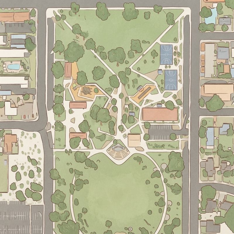 Illustrated map of Pioneer Park Playground