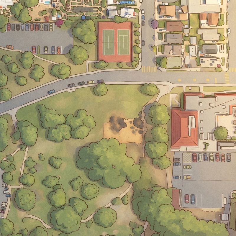 Illustrated map of Pioneer Park Playground