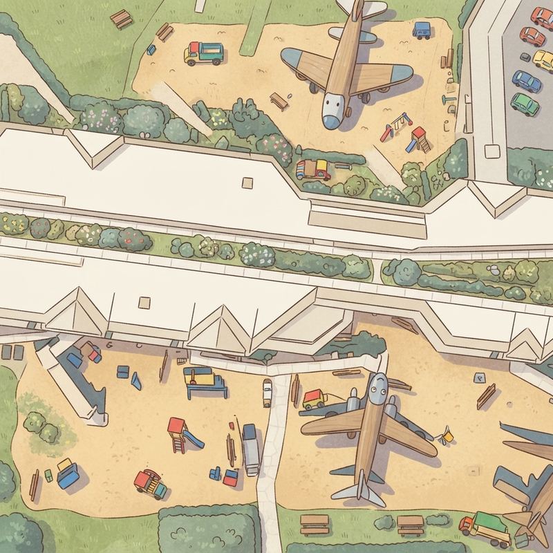 Illustrated map of Plane Fun - MIA kids play Area Terminal E