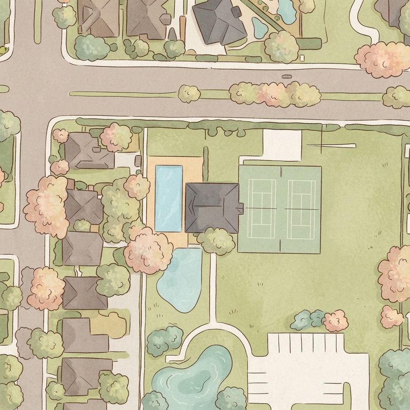 Illustrated map of Plantation Resort 2 Amenities Center
