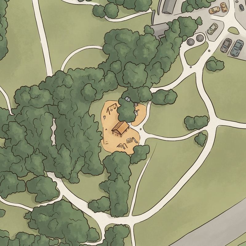 Illustrated map of Playground and Shade Shelter