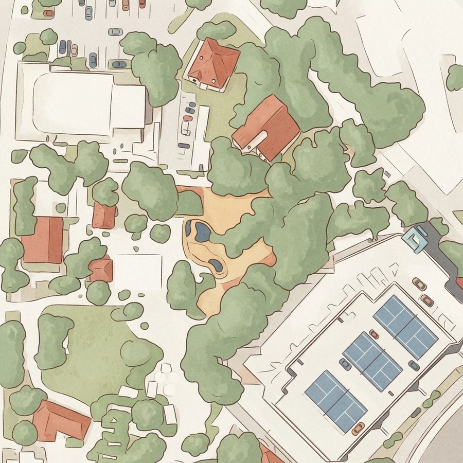 Illustrated map of Playground and Swings