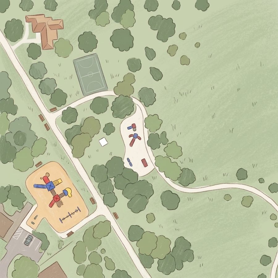 Illustrated map of Playground at James A. Bible Park