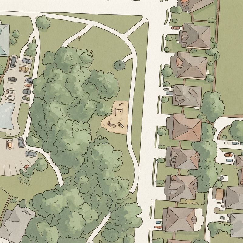 Illustrated map of Playground at Kreymer Estates Park