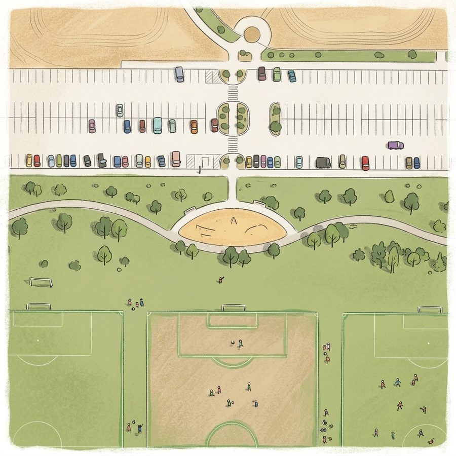 Illustrated map of Playground by the dog park