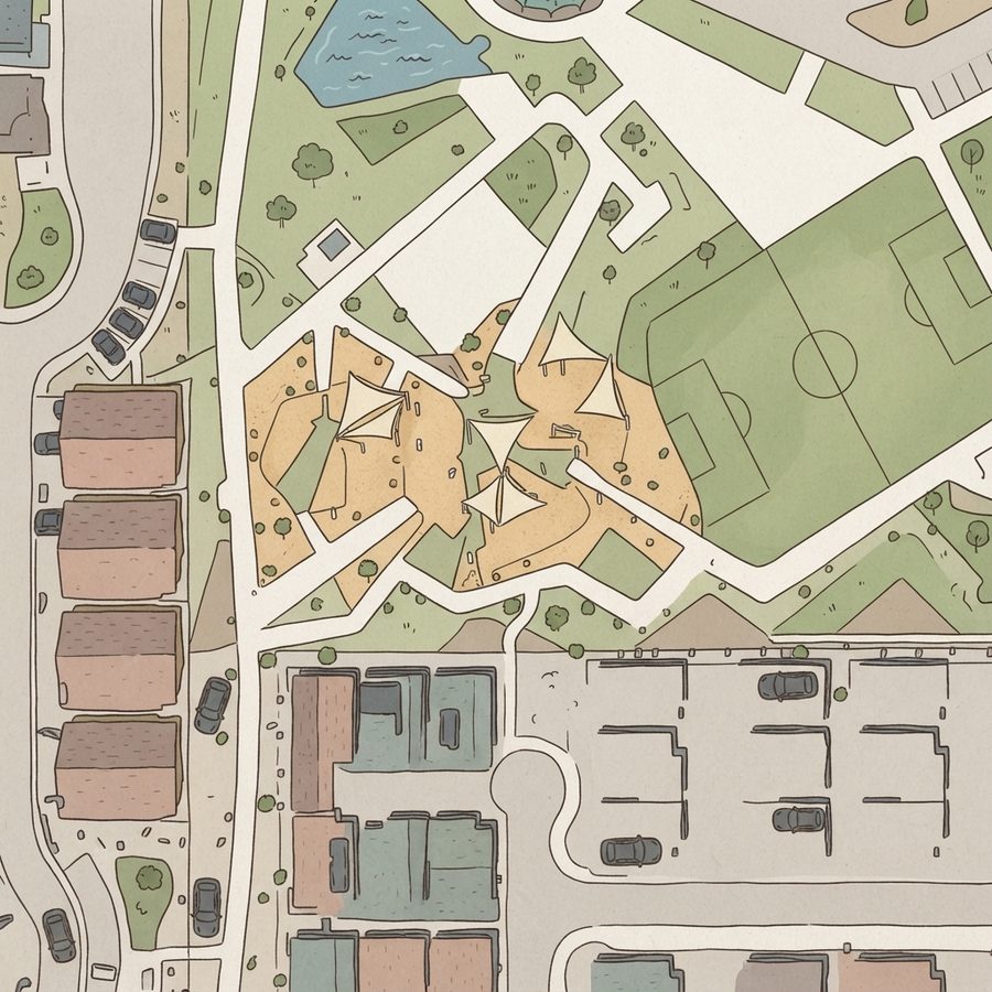 Illustrated map of Playground Galaxy Park