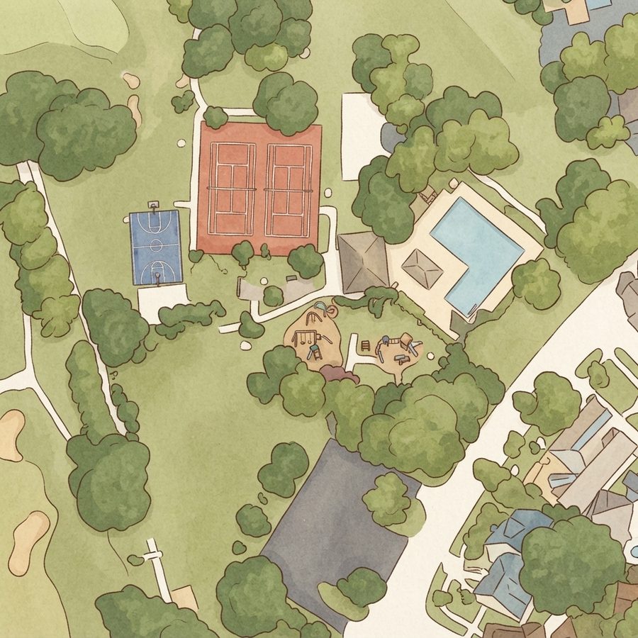 Illustrated map of Playgrounds at Horsepen Bayou
