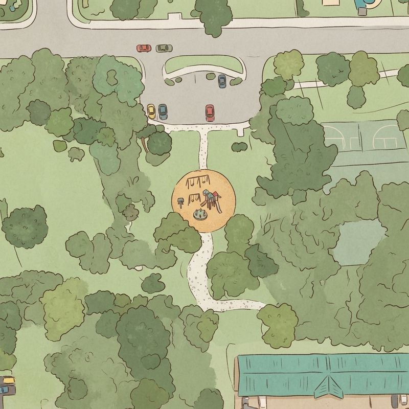 Illustrated map of Plumosa Oaks Park