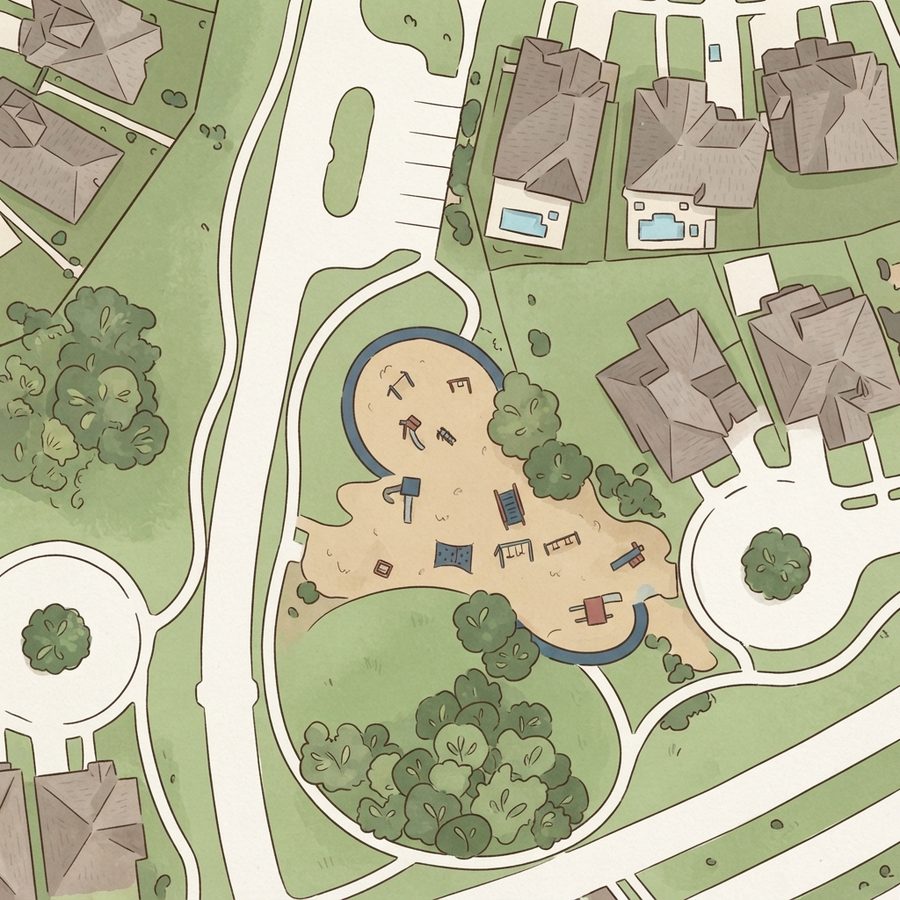 Illustrated map of Pomona Backyard Park