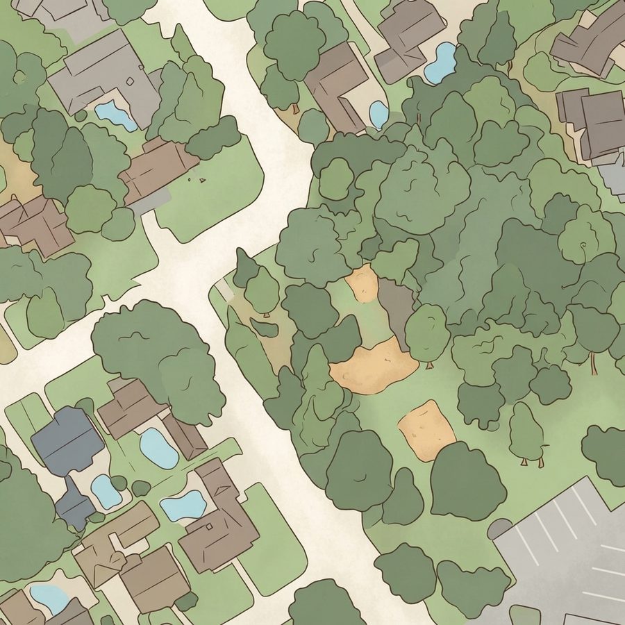 Illustrated map of Ponderosa Park