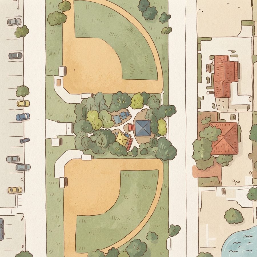 Illustrated map of Potosi Park Playground