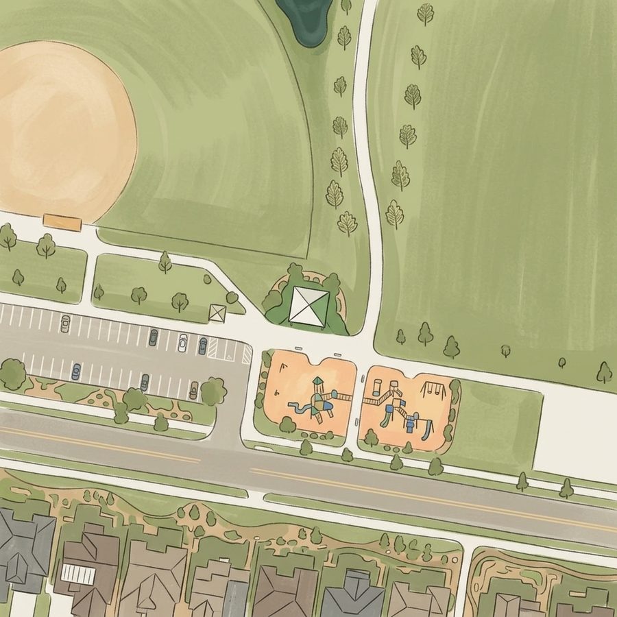 Illustrated map of Prairie Sky Park