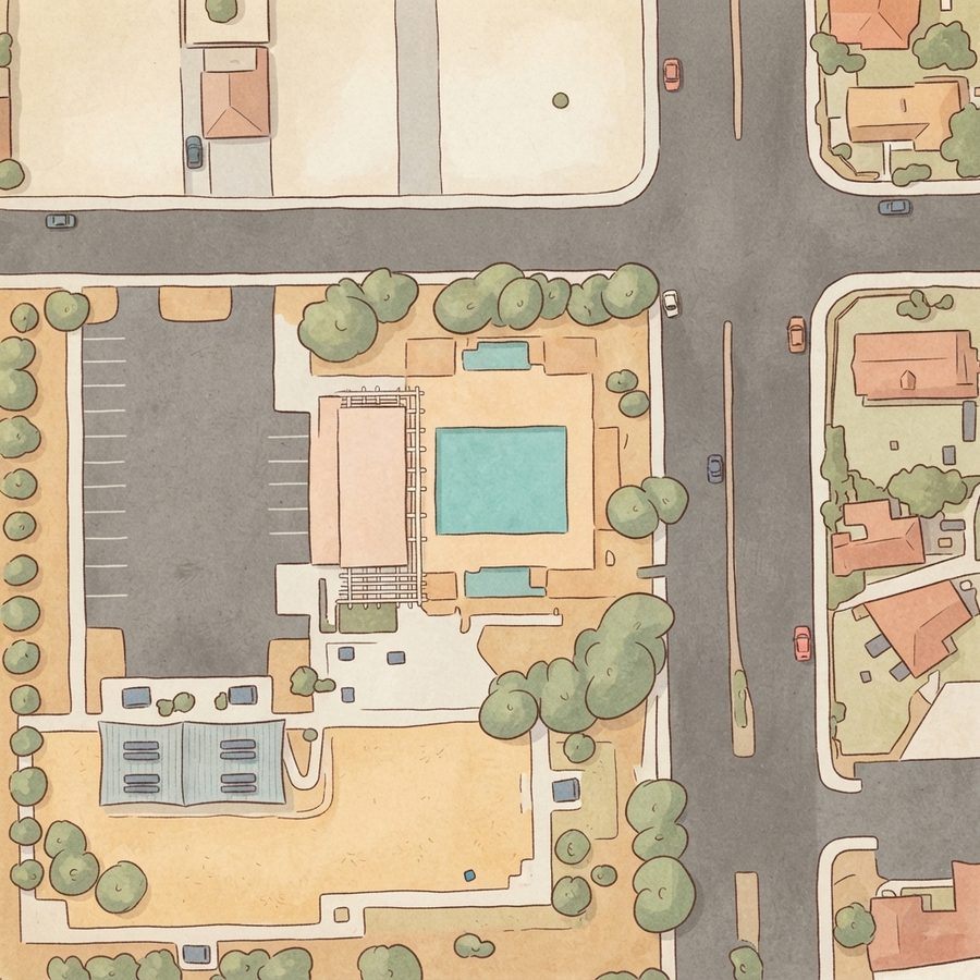 Illustrated map of Prentiss Walker Memorial Park and Pool