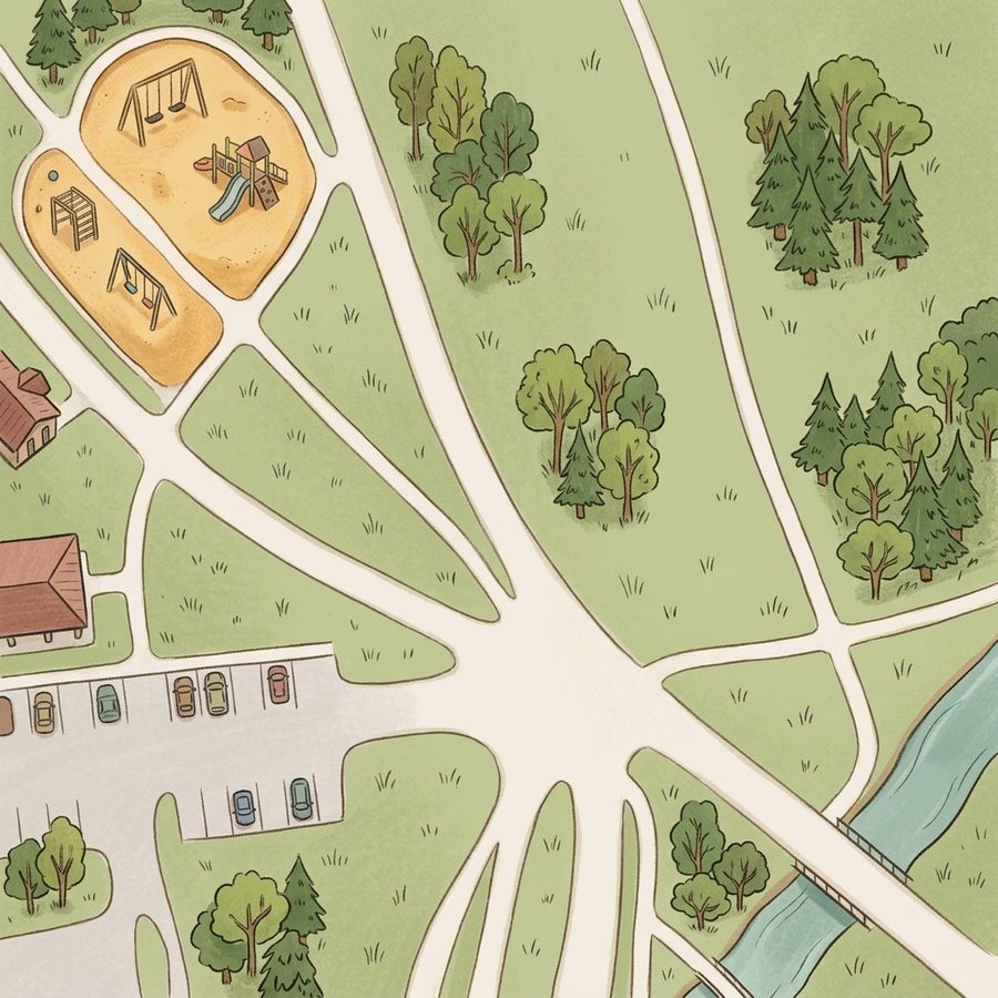 Illustrated map of Prospect Village Community Park