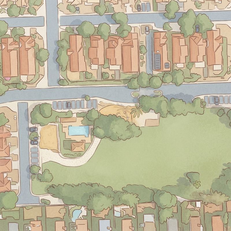 Illustrated map of Pueblo Alto Park
