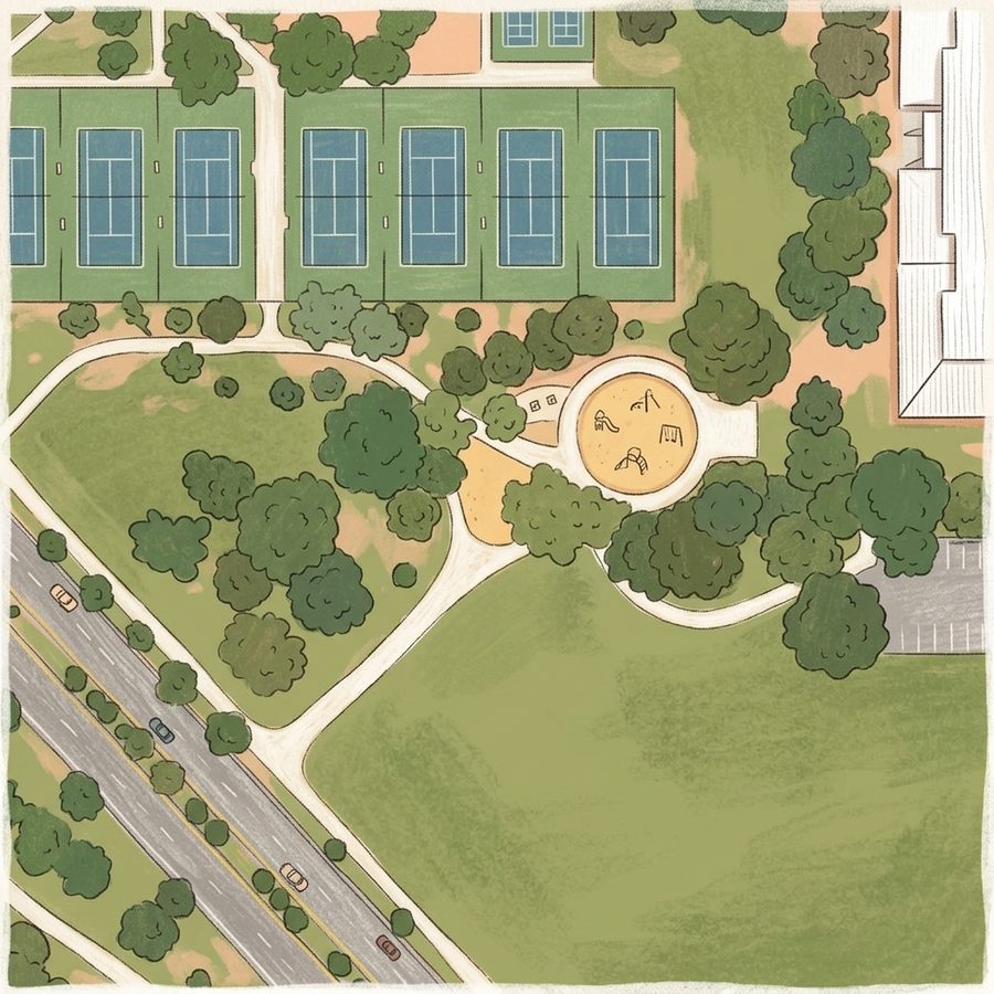 Illustrated map of Pulaski Park