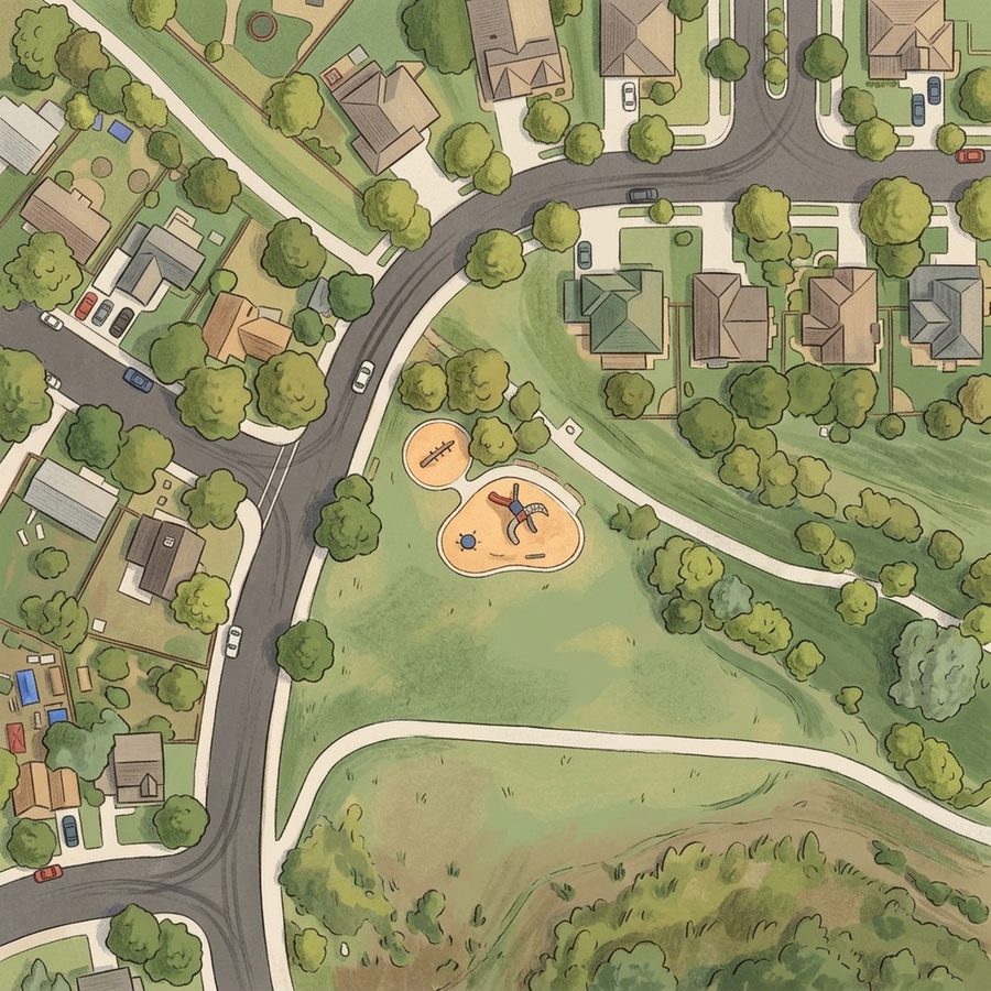 Illustrated map of Quail's Crossing Park