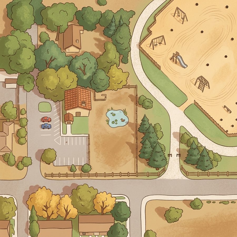 Illustrated map of Quail Street Park