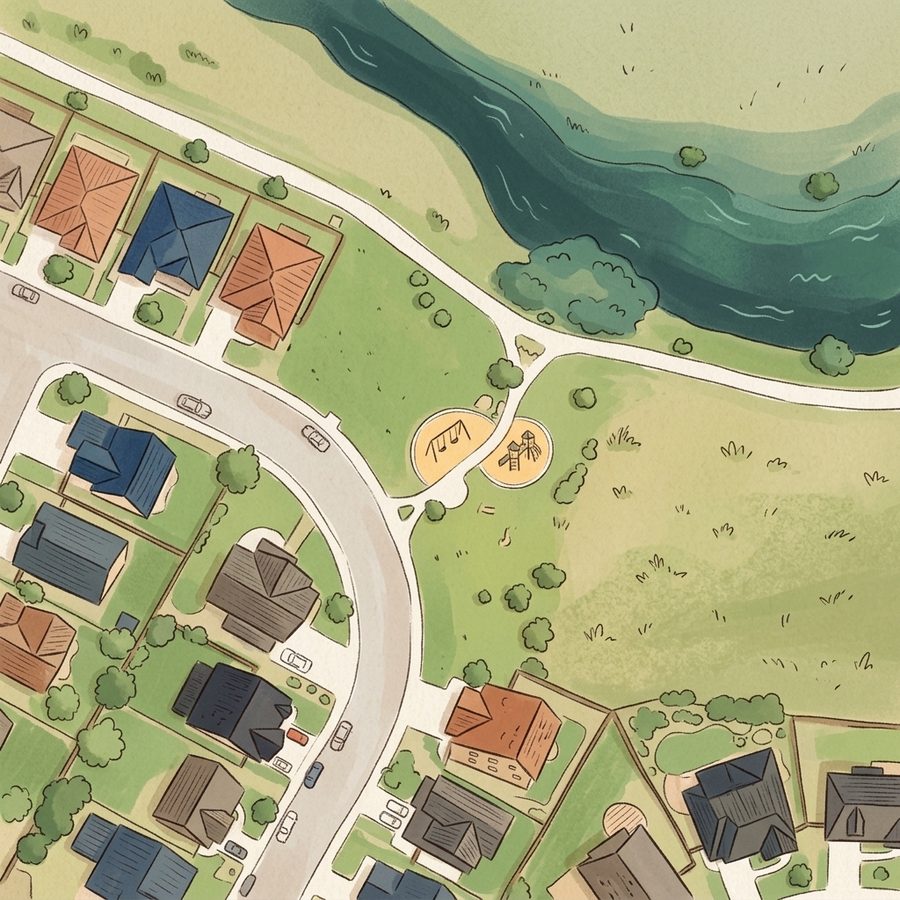 Illustrated map of Race Street Playground