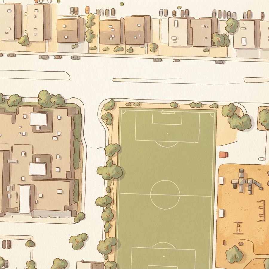 Illustrated map of Rafael Rivera Park