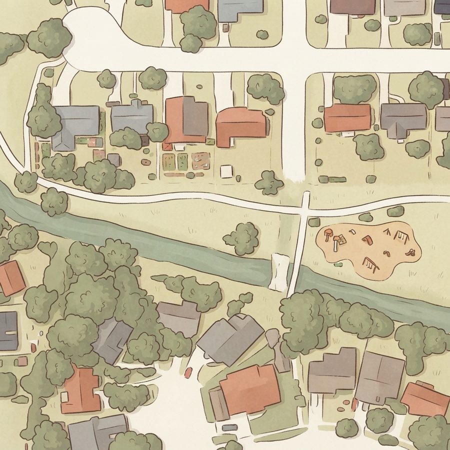 Illustrated map of Rainbow Hills Park Picnic & Walking Trails
