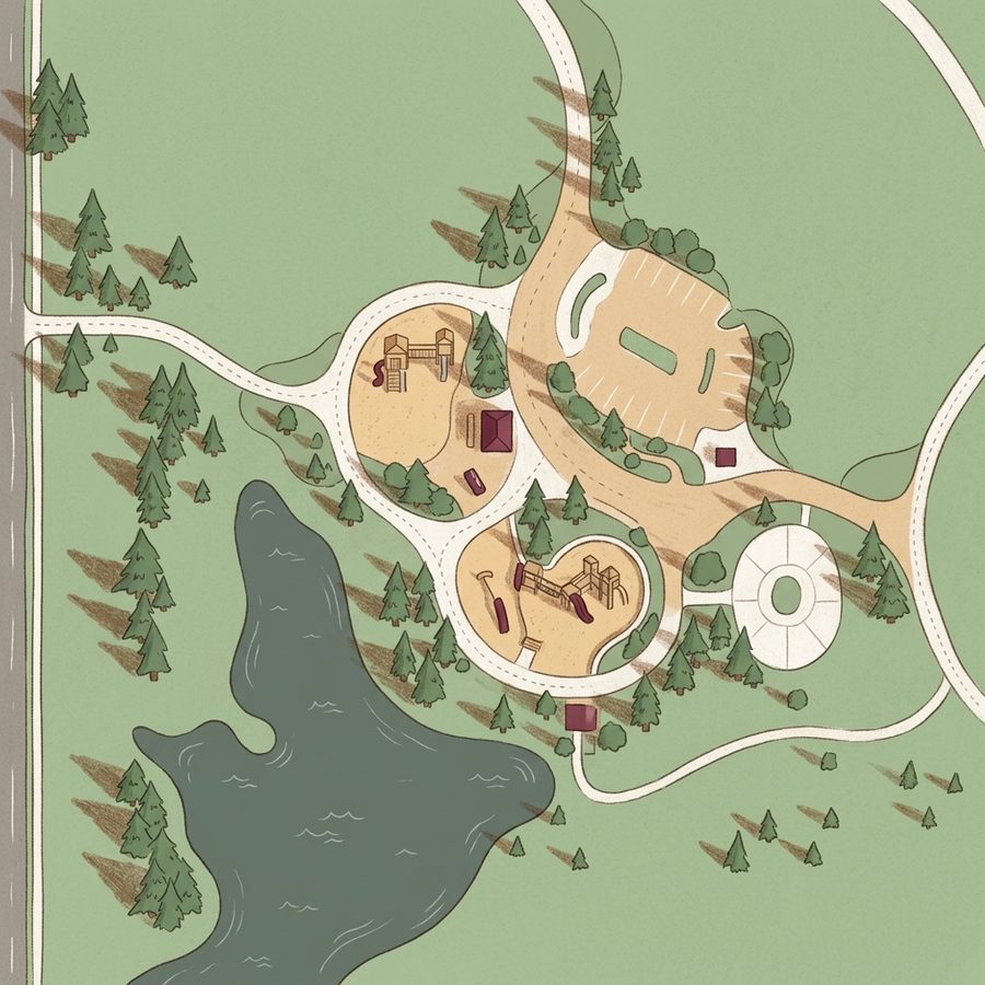 Illustrated map of Rainbow Ridge Playground
