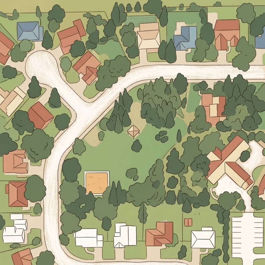 Illustrated map of Rampart Neighborhood Park Playground