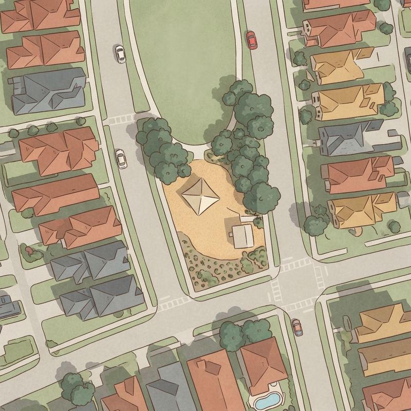Illustrated map of Randal Park Playground - Bannan St