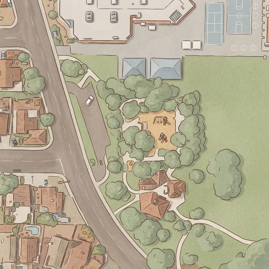 Illustrated map of Ravenwood Park