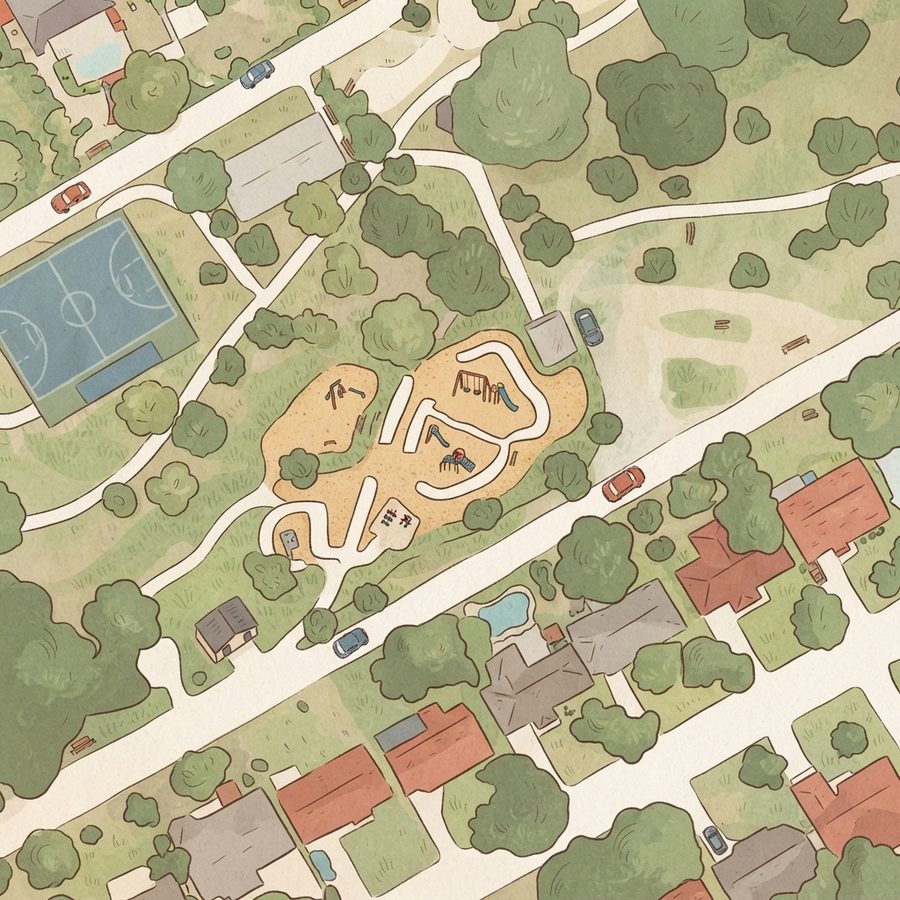 Illustrated map of Red Horse Park playground