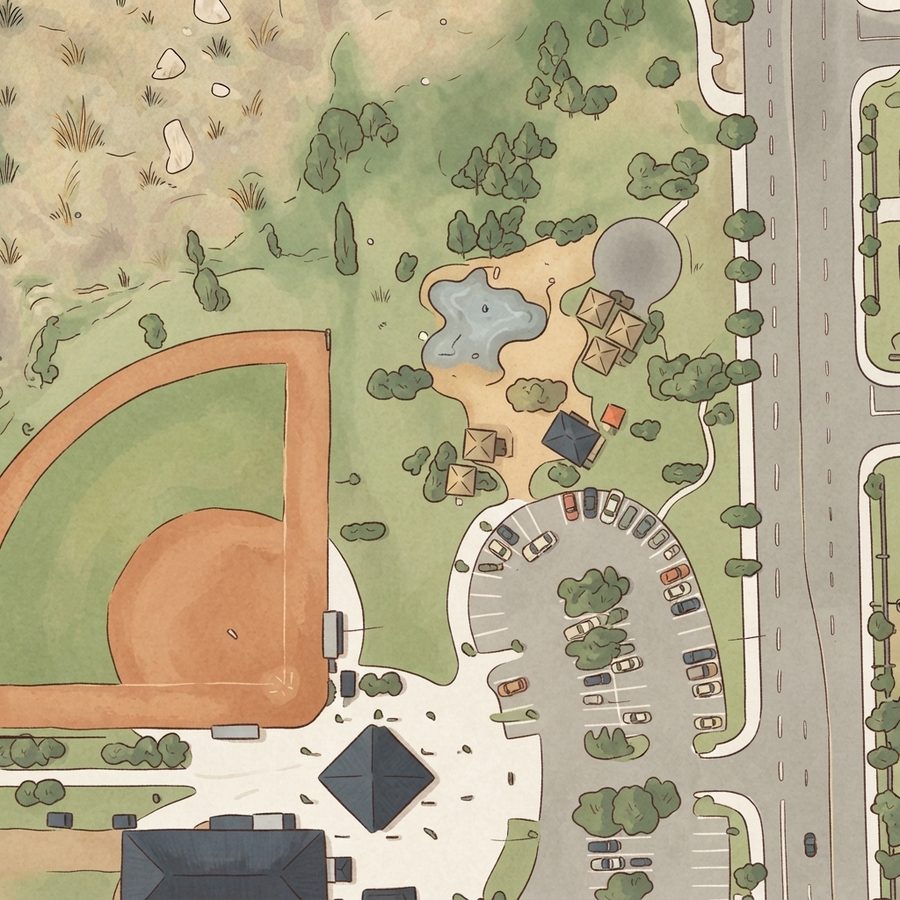 Illustrated map of Red Ridge Family Park