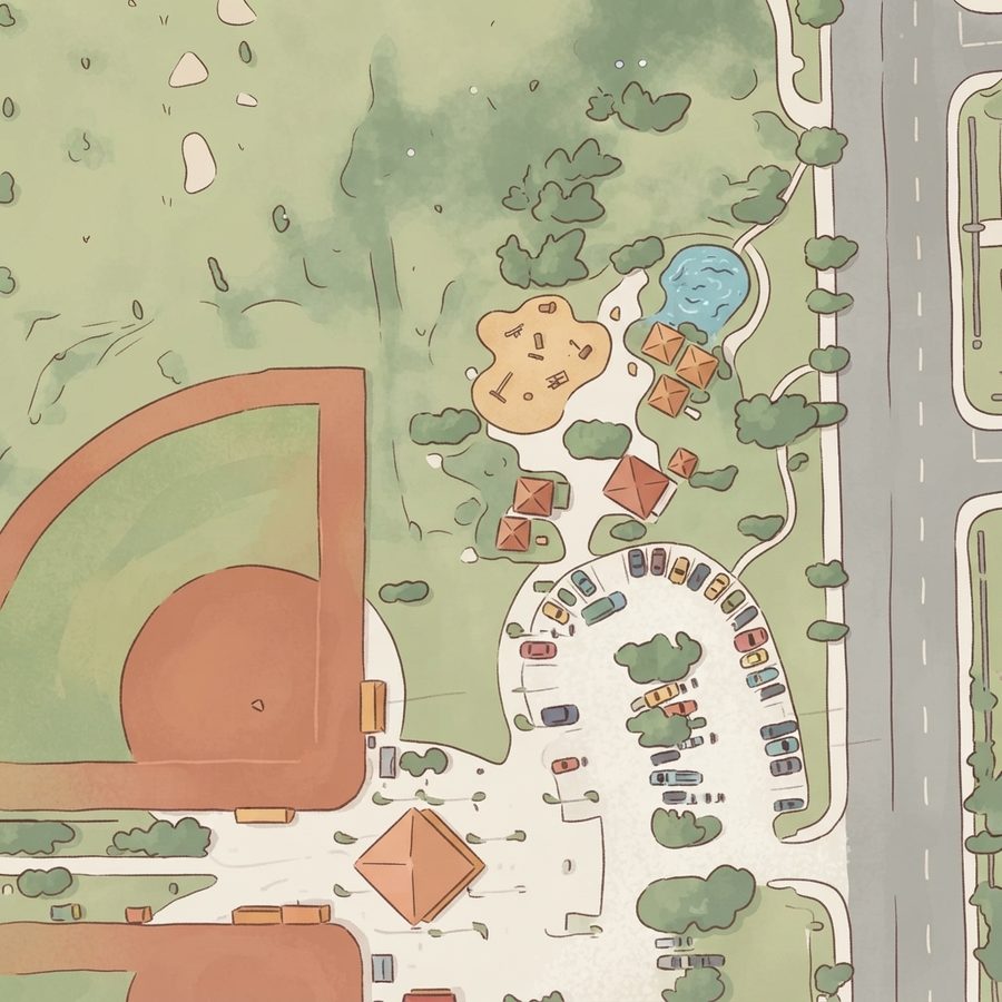 Illustrated map of Red Ridge Park