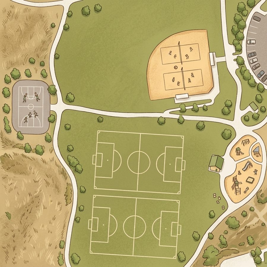 Illustrated map of Red-Tail Park