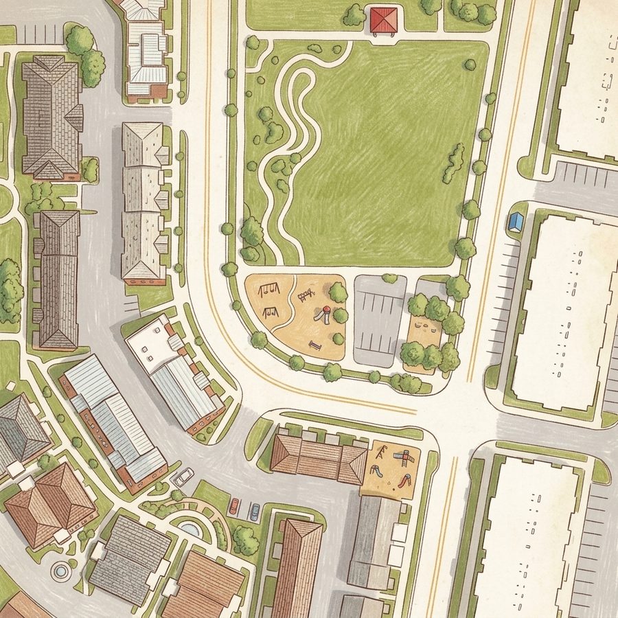 Illustrated map of Redpoint Ridge Park at Arista