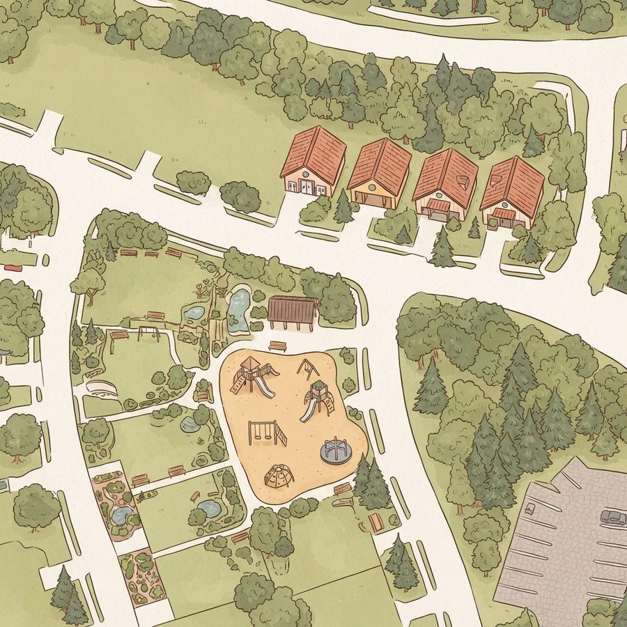 Illustrated map of Redwood Crossing Park