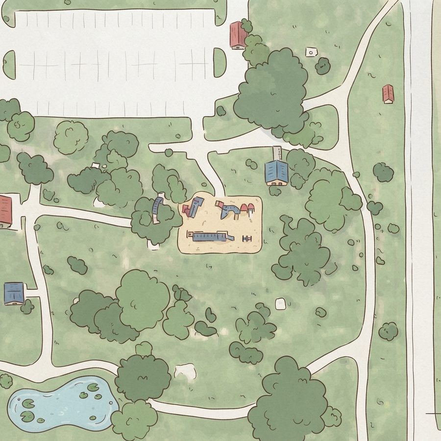 Illustrated map of Reginald Moore Community Park