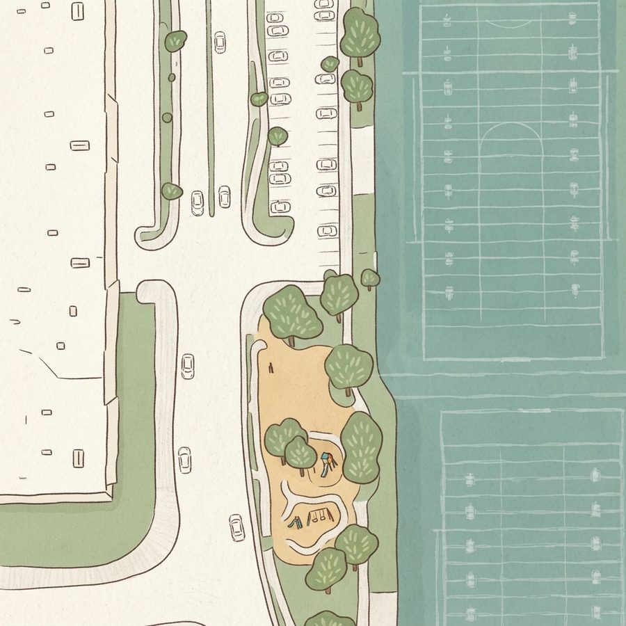 Illustrated map of Reid Marketplace Park