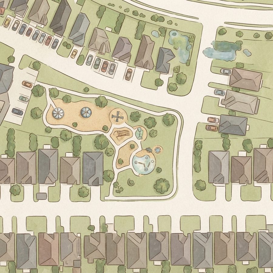 Illustrated map of Reserve at Park Lakes Playground
