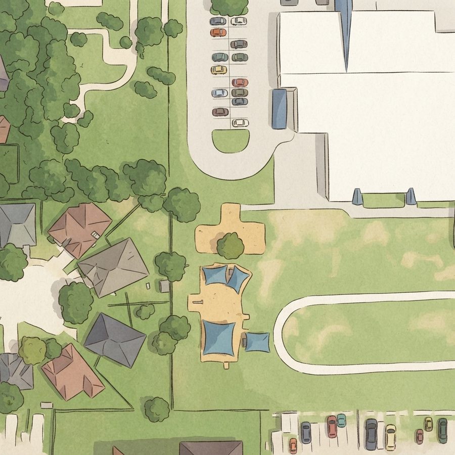 Illustrated map of Ricewood Park