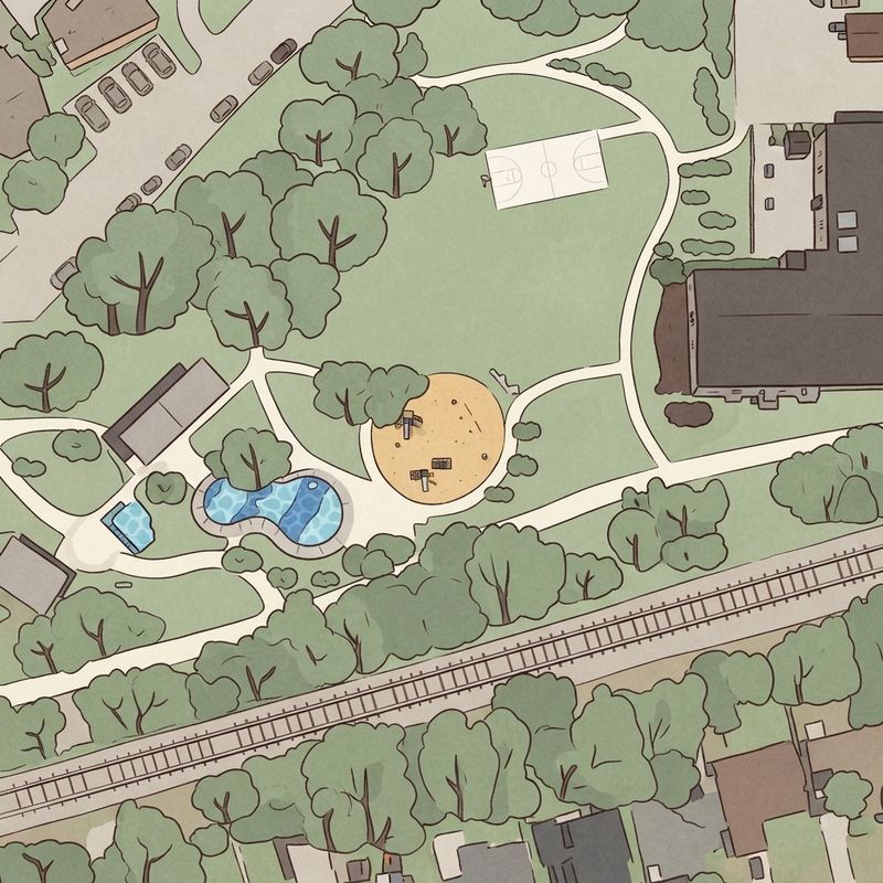 Illustrated map of Ridgewood Park