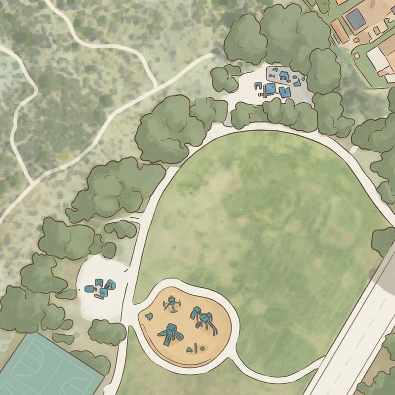 Illustrated map of Ridgewood Park