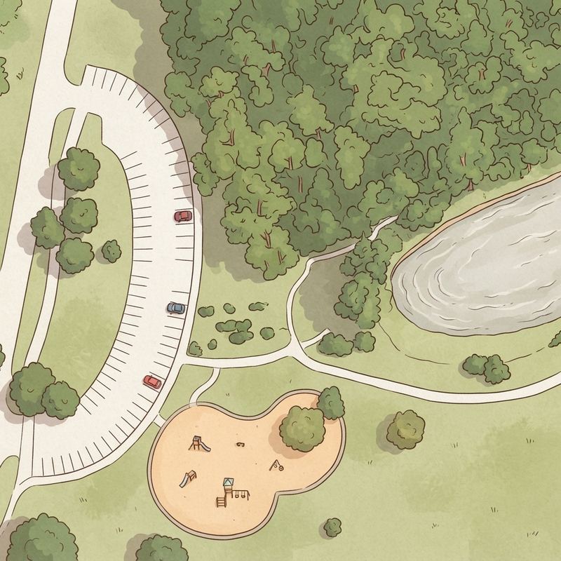 Illustrated map of River Legacy Playgrounds