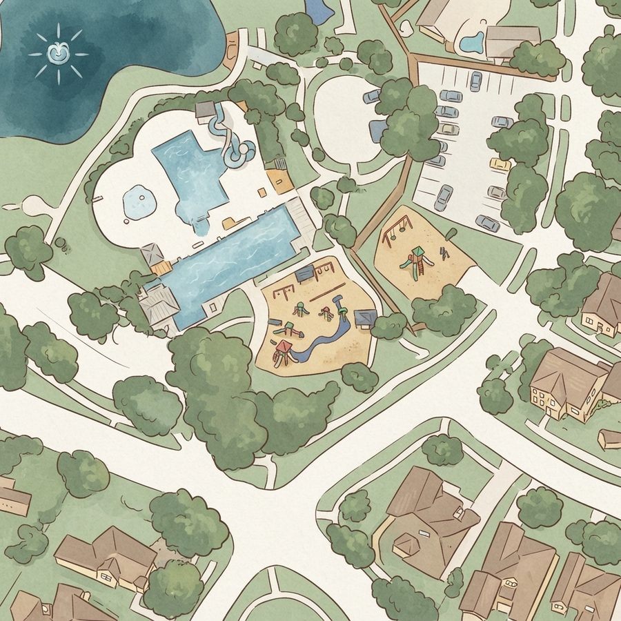 Illustrated map of River Park Playground