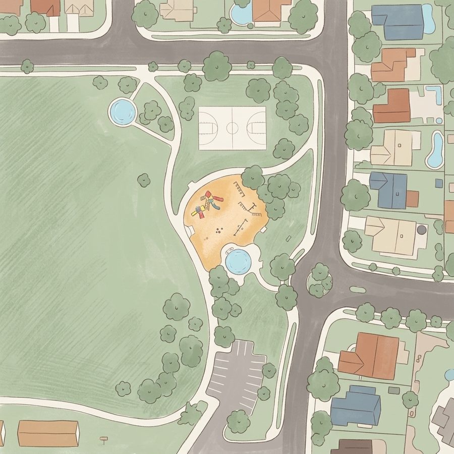 Illustrated map of River Run Park