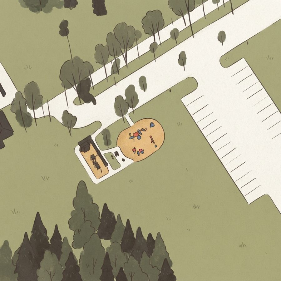 Illustrated map of Riverbluff Park