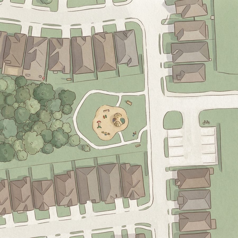 Illustrated map of Rivergrove Playground