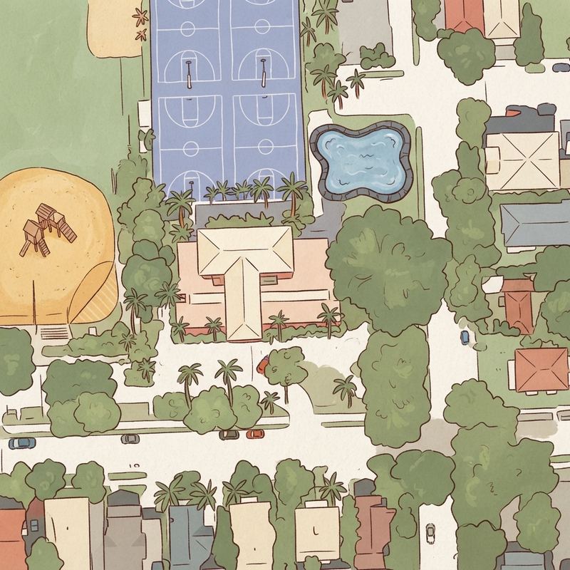 Illustrated map of Roberto Clemente Park