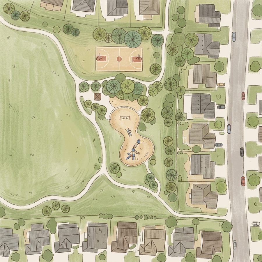 Illustrated map of Rock Wall Park
