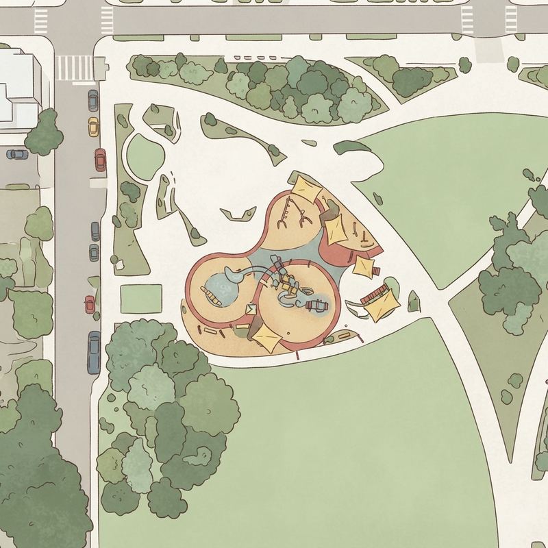 Illustrated map of Rodney Cook Sr. Park in Historic Vine City