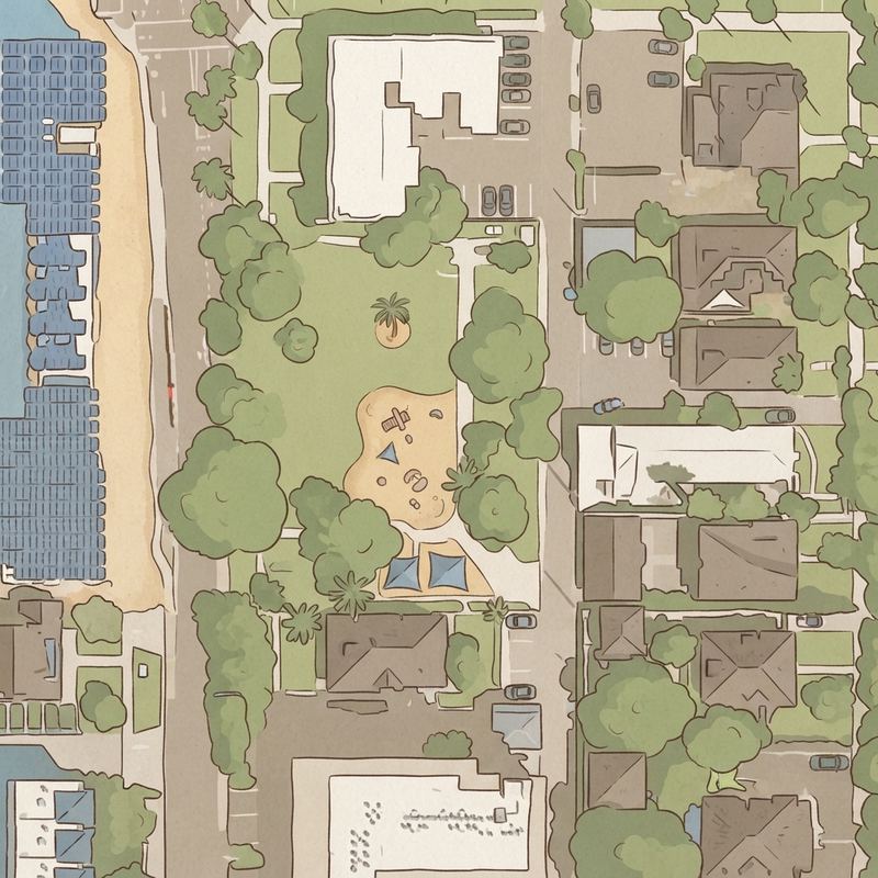 Illustrated map of Roosevelt Mini Park